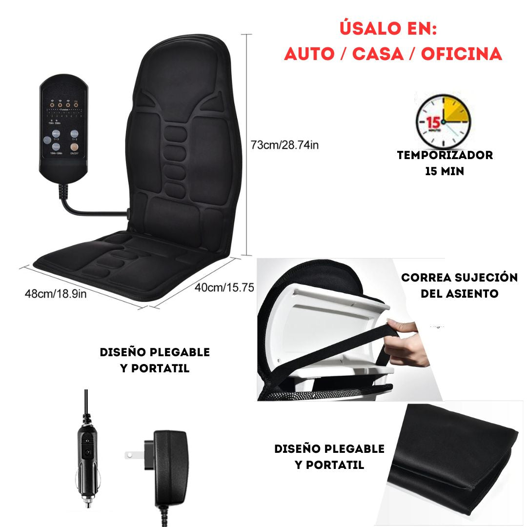 RelaxDrive - Silla Masajeadora Portátil - Automovil - Casa - Oficina.