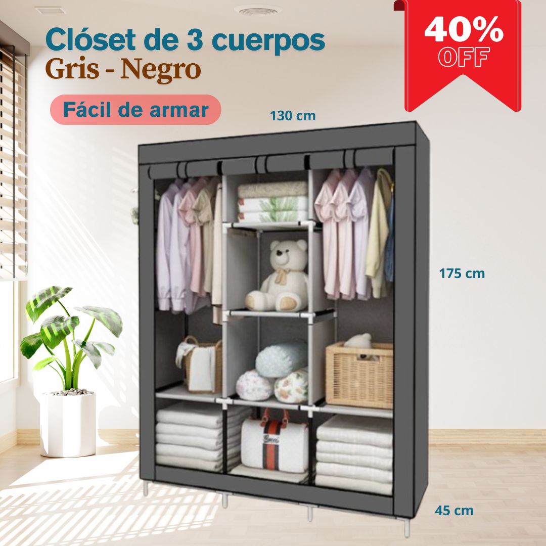 Closet de 3 Cuerpos Armable en Tela