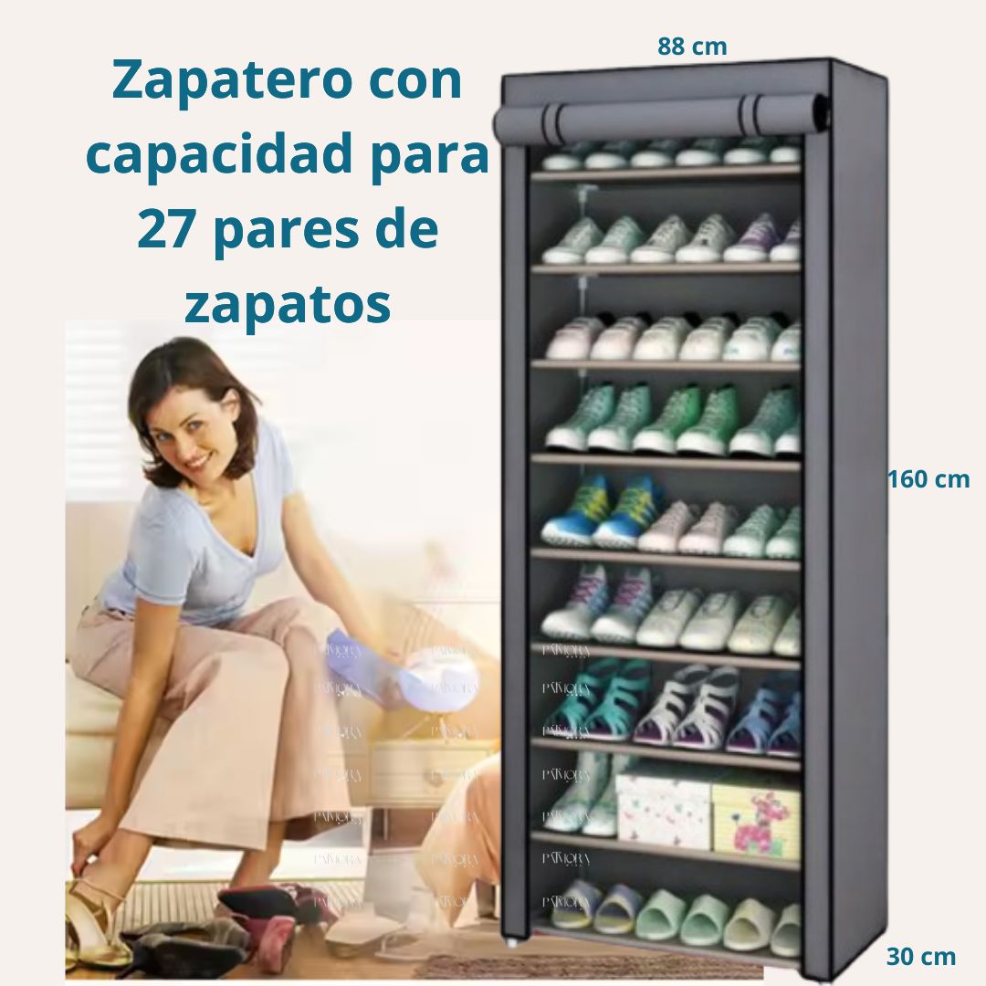 Pack Total de Almacenamiento: Closet 3 Cuerpos Zapatero 9 Niveles Cesta Gratis