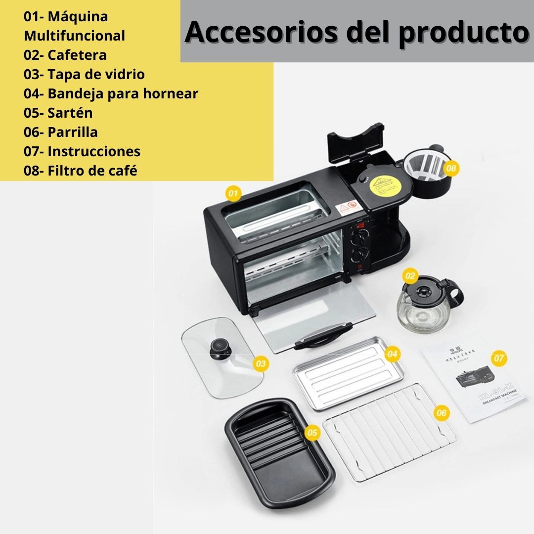 Horno Multifuncional SOKANY 3 en 1: Horno tostador, parrilla, cafetera