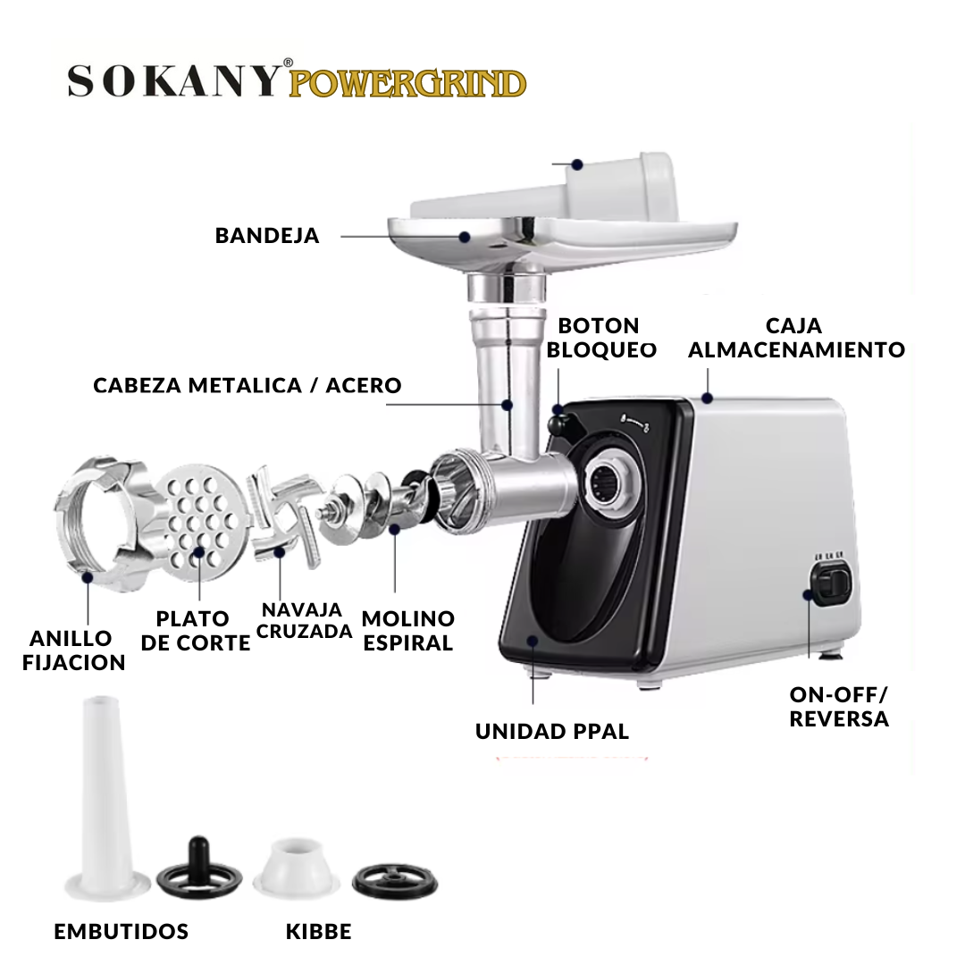 SOKANY PowerGrind: Molino de Carne Eléctrico Multifuncional