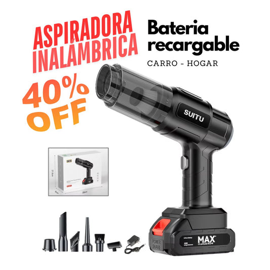 Aspiradora Inalámbrica Recargable Para Carro y Hogar