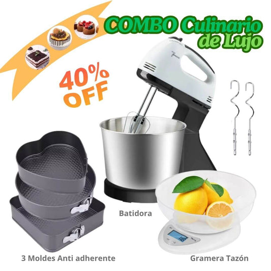 Combo Batidora Zokani  2L/250W + Moldes Antiadherentes set 3 + cuchara gramera digital
