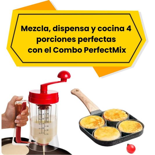 Combo PerfectMix : Jarra batidora manual + Sarten antiadherente 4 puestos