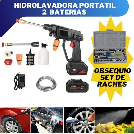 Combo PowerClean: Hidrolavadora 2 Baterias + Raches de 40 pcs