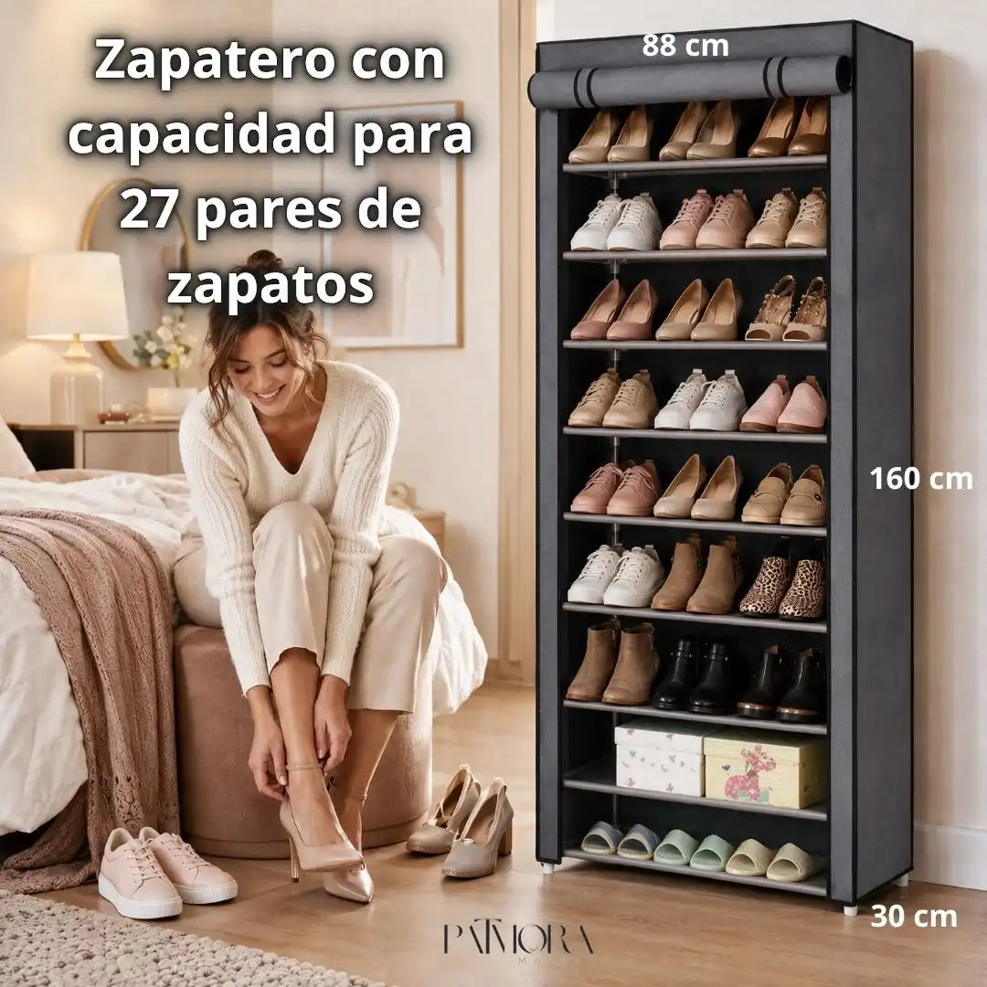 Pack Total de Almacenamiento: Closet 3 Cuerpos Zapatero 9 Niveles Bolsas Organizadoras
