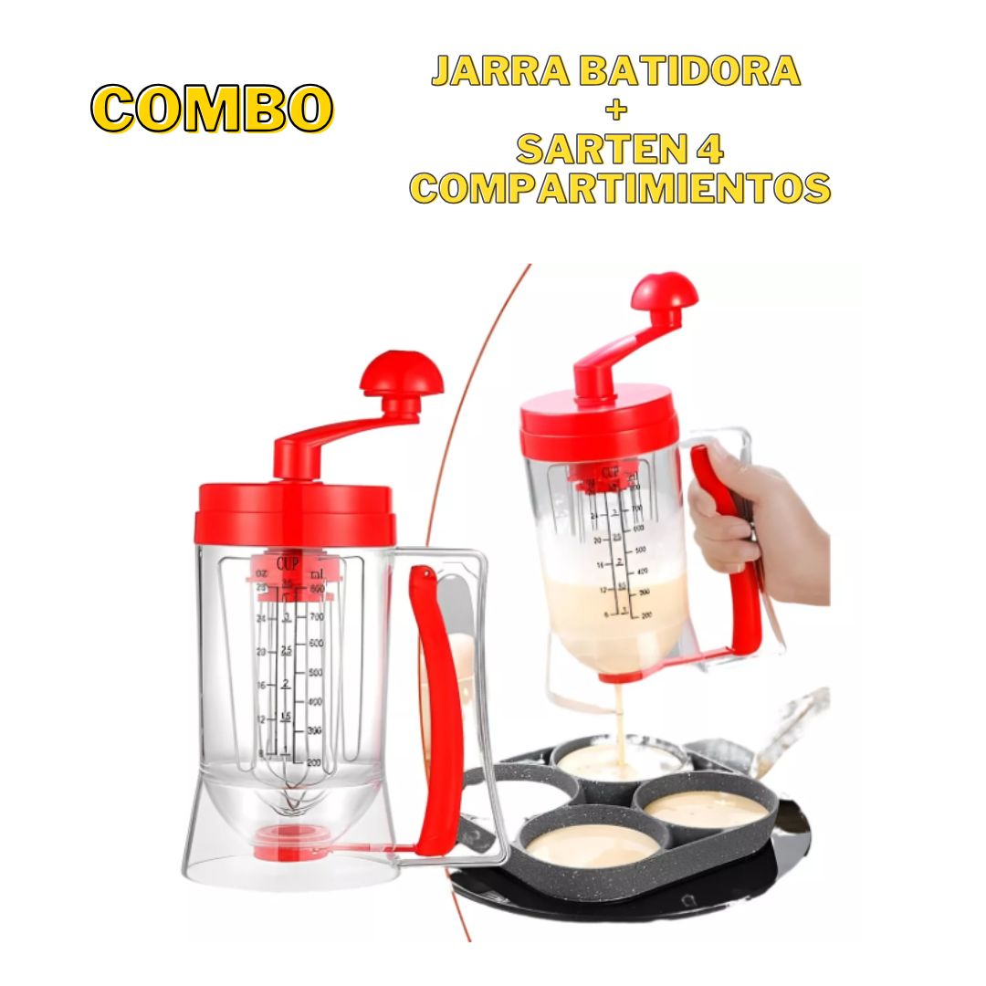 Combo PerfectMix : Jarra batidora manual + Sarten antiadherente 4 puestos