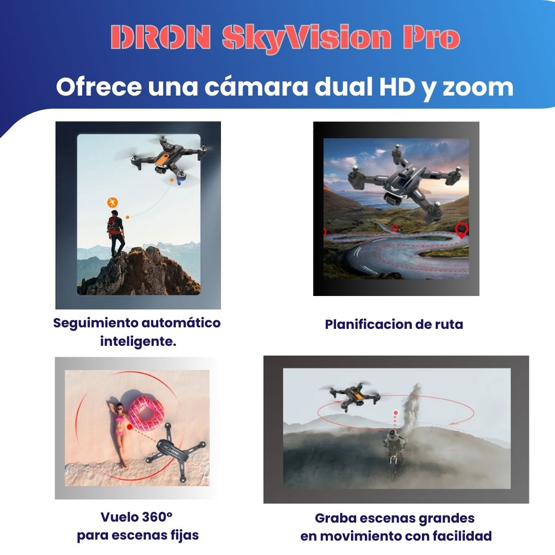 DRON SkyVision Pro: Cámara DUAL 4K HD + 2 Baterias